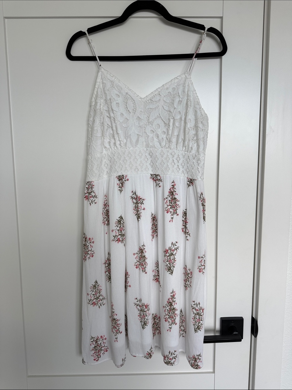 Maurices White Midi Dress with Pink Floral Print